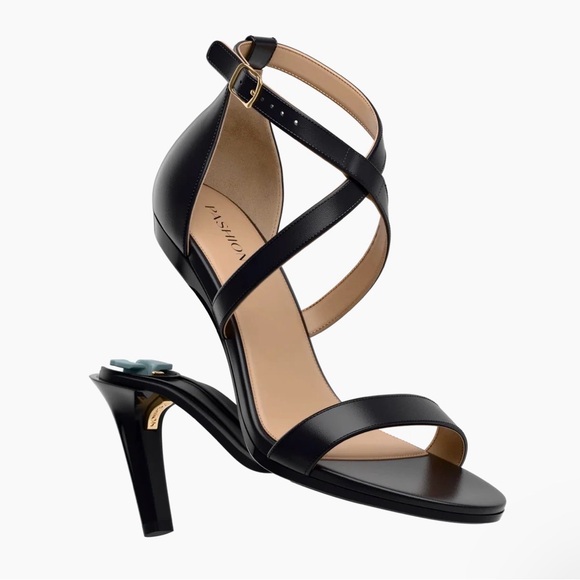 Pashion Women’s convertible Black Strappy Women's heels. Leather straps, US7 - Picture 6 of 6